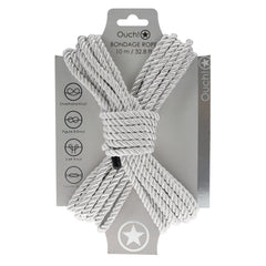 OUCH! Bondage Rope - 10 M - Silver - Silver Nylon Bondage Rope - 10 metre Length