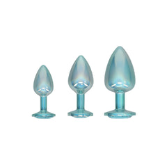 OUCH! Paris Collection - Metal Anal Plug Set - - Metallic Butt Plugs with Gem Bases - Set of 3 Sizes
