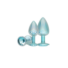 OUCH! Paris Collection - Metal Anal Plug Set - - Metallic Butt Plugs with Gem Bases - Set of 3 Sizes