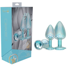 OUCH! Paris Collection - Metal Anal Plug Set - - Metallic Butt Plugs with Gem Bases - Set of 3 Sizes