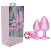 OUCH! Paris Collection Metal Anal Plug Set with Gem Bases - 3 Sizes
