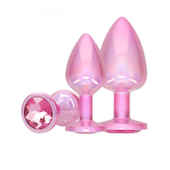OUCH! Paris Collection Metal Anal Plug Set with Gem Bases - 3 Sizes