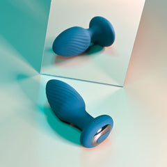 Playboy Pleasure SPINNING TAIL TEASER Vibrating Anal Plug - Teal Blue