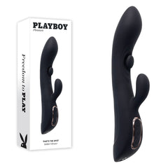 Playboy THATS THE SPOT 23.3 cm USB-R Rabbit Vibe with G-Spot Tapper - Black
