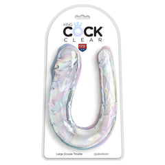 King Cock 17½ inch Double Trouble Dildo - Large Clear