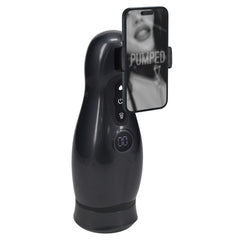 PUMPED Virtuo Rechargeable Sucking & Vibrating Auto Masturbator - Gunmetal Grey/Clear