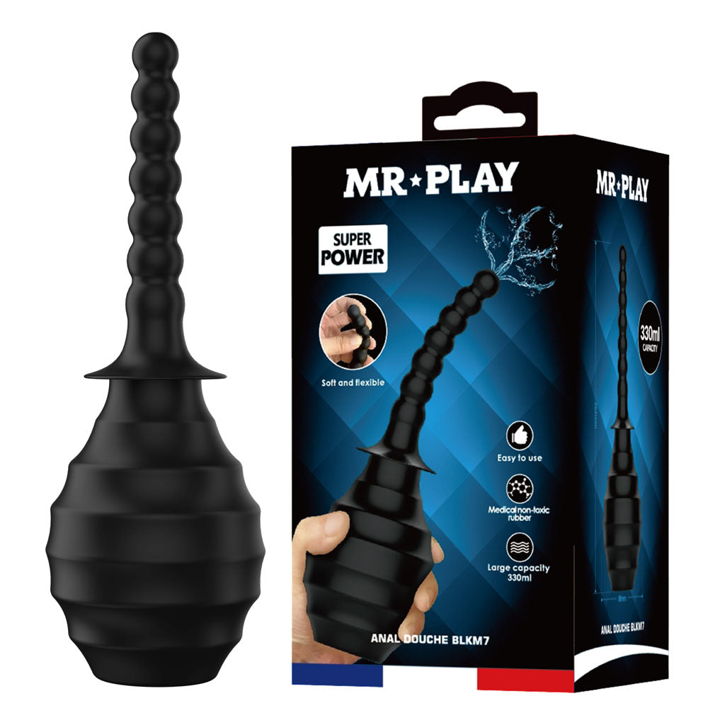 MR PLAY Anal Douche M7 - Black - Black Unisex Douche - 330 ml Capacity