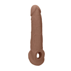 REALROCK 9'' Realistic Penis Extender with Rings - Tan - Tan 22.9 cm Penis Extension Sleeve