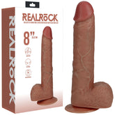 REALROCK 20cm Vibrating & Rotating Cock With Balls - Tan