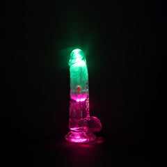 REALROCK 16.2cm Vibrating Dong with Balls LED & Remote - Clear
