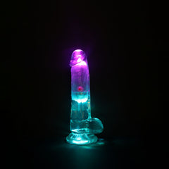 REALROCK 16.2cm Vibrating Dong with Balls LED & Remote - Clear