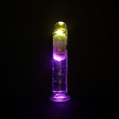 REALROCK 19.5cm Vibrating Dong with LED & Remote - Clear