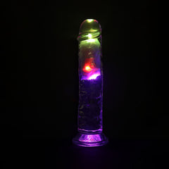 REALROCK 22.5cm Vibrating Dong with LED & Remote - Clear