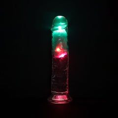 REALROCK 22.5cm Vibrating Dong with LED & Remote - Clear