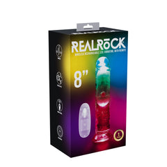 REALROCK 22.5cm Vibrating Dong with LED & Remote - Clear