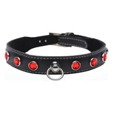 Bling Vixen Leather Choker w/ Red Rhinestones - Shhh...