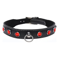 Bling Vixen Leather Choker w/ Red Rhinestones - Shhh...