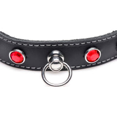 Bling Vixen Leather Choker w/ Red Rhinestones - Shhh...