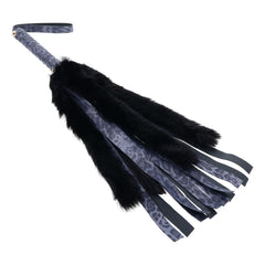 Cougar Faux Fur Navy & Black Furry Flogger Whip