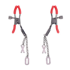 S&M Exs & Ohs Nipple Clamps -  Tipped Metal Nipple Clamps - Set of 2