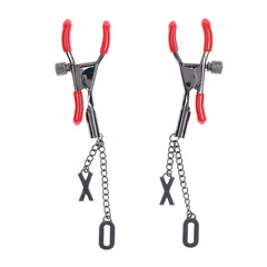 S&M Exs & Ohs Nipple Clamps -  Tipped Metal Nipple Clamps - Set of 2