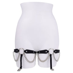 Sex & Mischief Chain Lace Garters - Black/Metal Garters