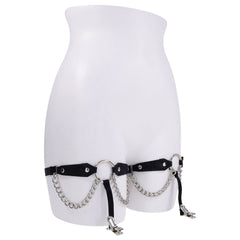 Sex & Mischief Chain Lace Garters - Black/Metal Garters