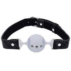 Sex & Mischief Lace Silicone Breathable Ball Gag - Black/Grey Mouth Restraint