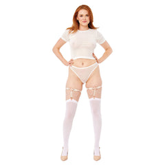 Sex & Mischief Peaches n CreaMe Pearl Garters - Peach / Rose Gold Garters with Pearls - Set of 2