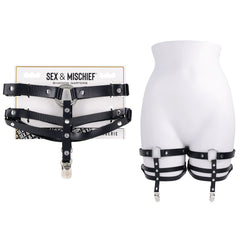 S&M Shadow Garters - Black Leg Garters