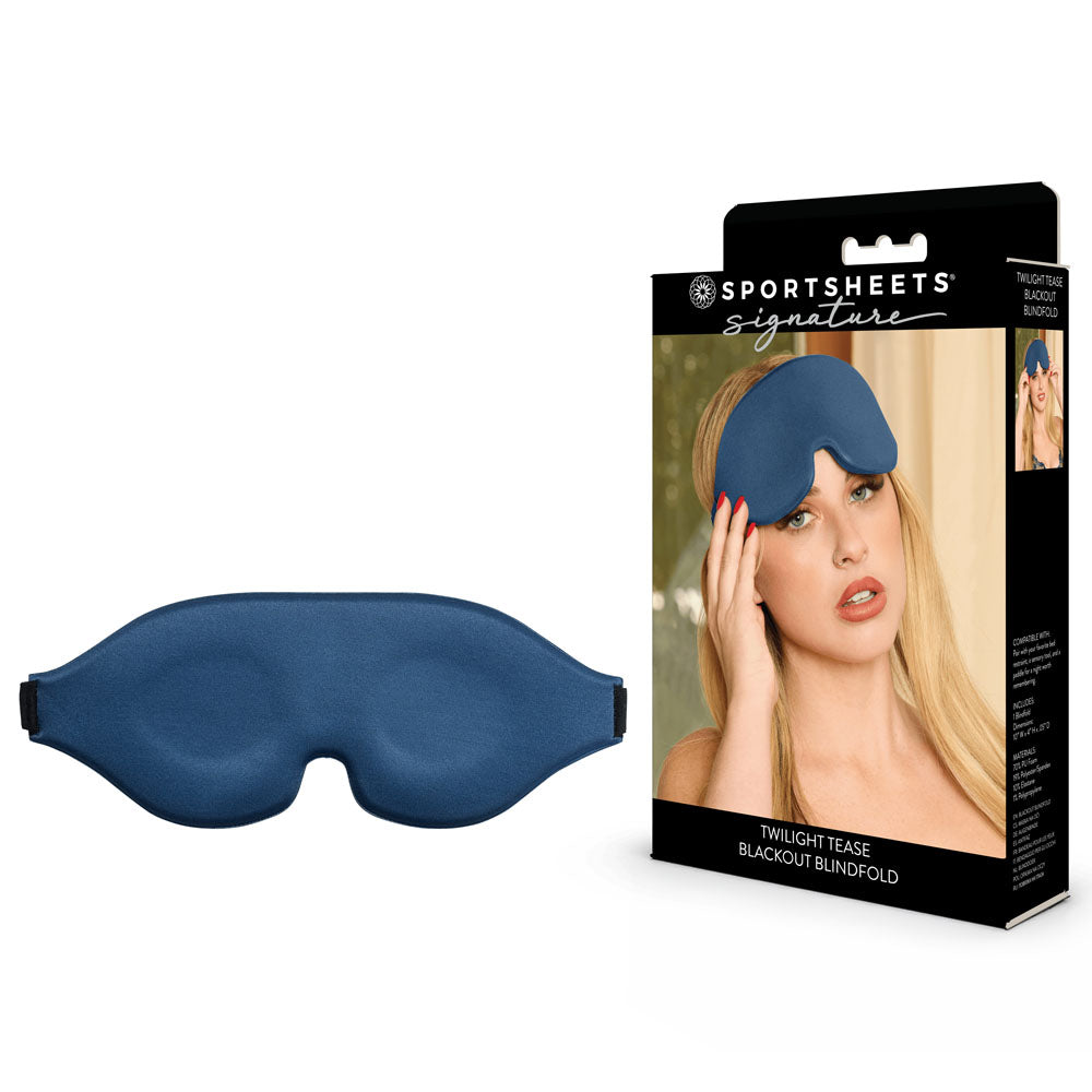 SPORTSHEETS Signature Twilight Tease Blackout Blindfold - Blue Eye Mask