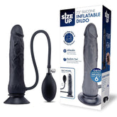 Size Up 7.5 Inch Inflatable Dildo with Balls - Black 20.3 cm Inflatable Dong