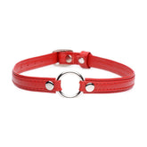 Fiery Pet Leather Choker w/ Silver Ring Red - Shhh...