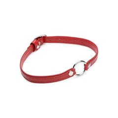 Fiery Pet Leather Choker w/ Silver Ring Red - Shhh...