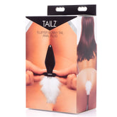 White Fluffer Bunny Tail Glass Anal Plug
