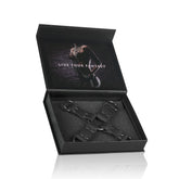 Hogtie in Black with Studs & Steel Tether Rings in presentation box