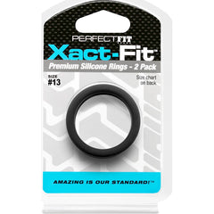 Perfect Fit Xact-Fit Silicone Cock Rings 2 Pk - Black Size 13