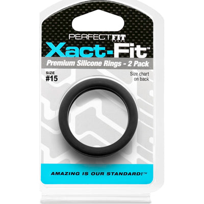 Xact-Fit Cock Rings #15 1.5in 2 Pk - Black