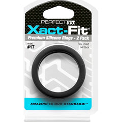 Perfect Fit Xact-Fit Silicone Cock Rings 2 Pk - Black Size 17