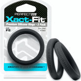 Perfect Fit Xact-Fit Silicone Cock Rings 2 Pk - Black Size 18