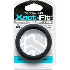Perfect Fit Xact-Fit Silicone Cock Rings 2 Pk - Black Size 20