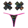 Graffiti Neon G-String and X Pastie Set - one size