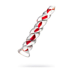 Sexus Glass Ribbed Dildo - 18.2cm Red