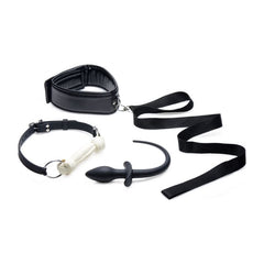 Puppy Play Dress Up Set incl. Gag, Plug, & Collar - Black