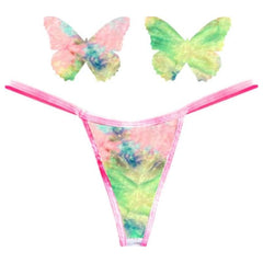 Rainbow Sherbet Tie Die Butterfly Pastie and Panty Set