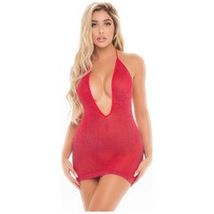 Love Bite Plunge Halter Dress Black - 2 sizes