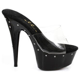Slip On Rhinestone Platform Mule Black 6in - 3 sizes