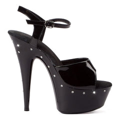 Rhinestone Platform Black 6in - 3 sizes