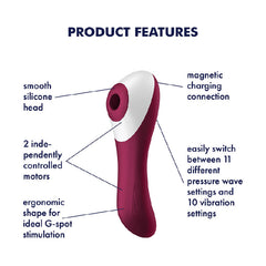 Satisfyer Dual Crush Clit Sucking & G-Spot Vibe - Red