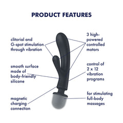 Satisfyer Triple Lover Multi Use Vibrator - Black